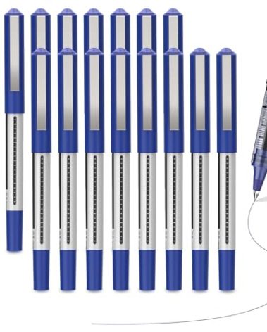 JOBONUS 16 Pack Fine Point Smooth Writing Pens, Rollerball Pens 0.5mm Blue Liquid Gel Ink Pens Set for Writing, Taking Notes, Office, Journaling, School Supplies