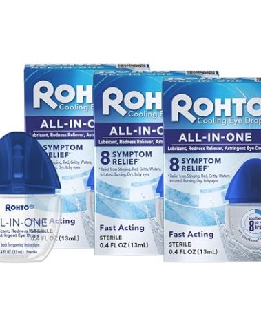 Rohto Ice All-in-one, Multi-Symptom Relief Cooling Eye Drops, 0.4 oz, 3Count