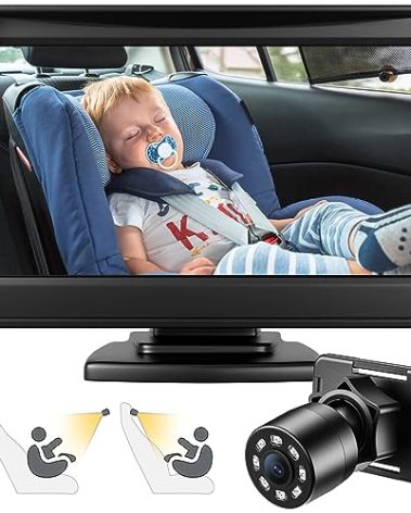 FEISIKE Car Baby Camera, 4.3'' HD Infrared Night Vision Function Baby Car Camera Display, Backseat Camera for Kid with 150° Wide View & 360° Rotatable Easy Installation in 5 Mins Rear Facing Mirrors