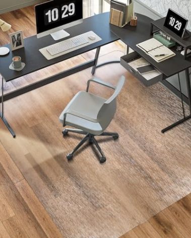 Clear Chair Mat, TYDLE 50" x 65" Large Office Chair Mat for Hard Floor, Vinyl Floor Mat for Gaming Chairs, Slip Resistant Floor Protector Rolling Computer Desk Mat for Hardwood Floor, Clear