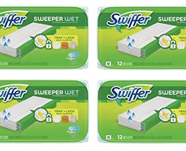 Sweeper Wet Mopping Pad Refills for Floor Mop Open Window Fresh Scent 12 Count - 4 Pack