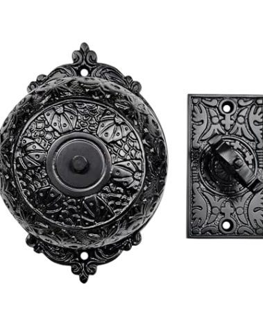 Akatva Vintage Twist Bell with Key Plate – Ring Chime – Doorbell Chime - Mechanical Doorbell – Ring Doorbell – Brass Twist Calling Bell – Hand Turn Doorbell - Old Fashioned Door Bell - Antique Black