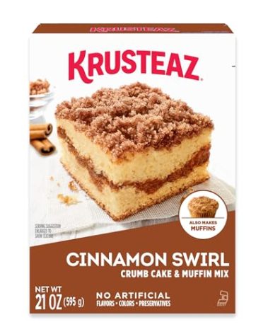 Krusteaz Cinnamon Swirl Crumb Cake and Muffin Mix, 21 oz Box