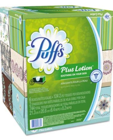 Puffs 137961 Plus Lotion Facial Tissue 2-Ply 124 Sheets/Box 6 Boxes/Pack (39383)