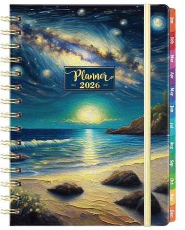 2026 Planner - Planner 2026, Jan. 2026 - Dec. 2026, 8.4"x 6.3", 2026 Planner Weekly and Monthly, 2026 Calendar Planner with Elastic Closure + Colorful Tabs + Hardcover - Dreaming Sea