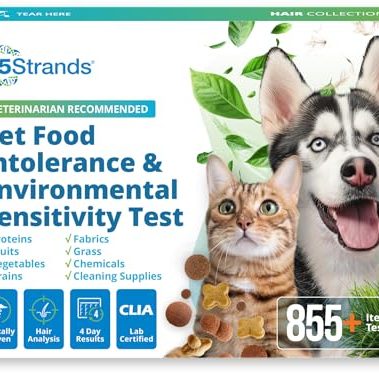 5Strands Pet Food Intolerance & Environmental Sensitivity Test, at Home Gut Health Test for Dogs & Cats, 857 Items Tested, Pet Health Check, Results in 4 Days, for All Ages and Breeds