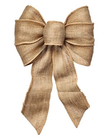 Rocky Mountain Good 7 Loop Burlap Bow - 12” x 18” Wired Hand Tie Bow for Wreath, Wedding, Crafts, Christmas Tree, Gifts, Tree Topper, Fall - Indoor/Outdoor - Natural Fibers (1)