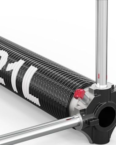 Blesseras Left Hand Wound Garage Door Torsion Spring with Non-Slip Winding Bars, 0.207X2''X21'', Left-Wound for Right Side, Black Winding Cone, Single Pack