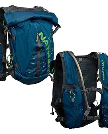 Nathan TrailMix Running Vest/Hydration Pack. 12L (12 Liters) for Men and Women | 2L Bladder Included (2 liters). Zipper, Pocket (Charchoal/Sailor Blue, Unisex - One Size Fits Most)