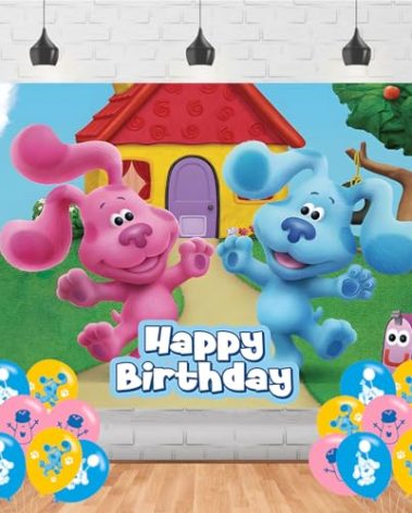 Blues Cartoon Clues Birthday Party Supplies Backdrop 5x3 Blue Cartoon Dog Happy Birthday Background Photography Cartoon Party Decorations Banner Photo Booth Props