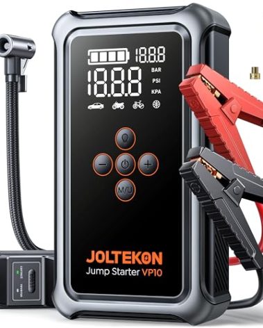 Joltekon Jump Starter with Air Compressor, 5000A Portable Car Battery Jumper Starter(All Gas/10L Diesel) with 150PSI Auto-Shutoff Tire Inflator, 12V Lithium Jump Box for Car Battery Portable