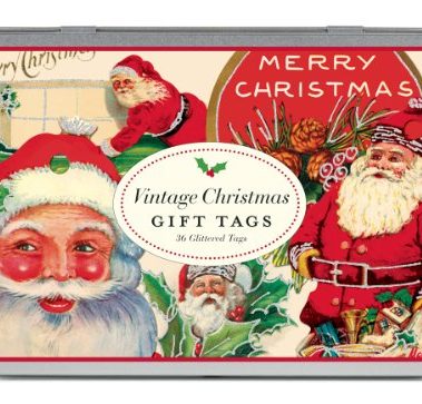 Cavallini Glitter Gift Tags Vintage Christmas, 36 Assorted Gift Tags