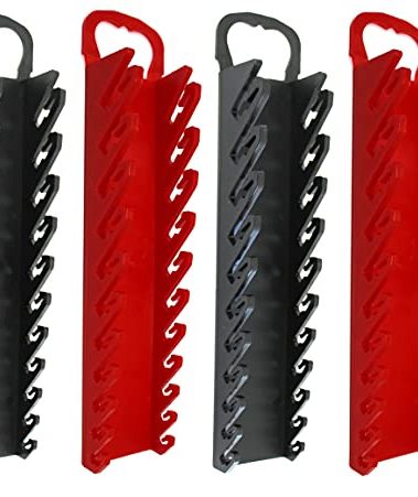 JSP Manufacturing 11-Tool Gripper Wrench Organizer Tool Tray Kit for Stubby or Line Wrenches (4 Piece Kit, Black & Red)