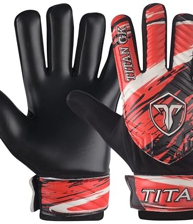 TITAN GK Soccer Goalie Gloves Kids, Boys, Children, Youth & Adult - Football Goalkeeper Gloves with Double Wrist Protection and 4mm Latex Anti Slip Grip Palm