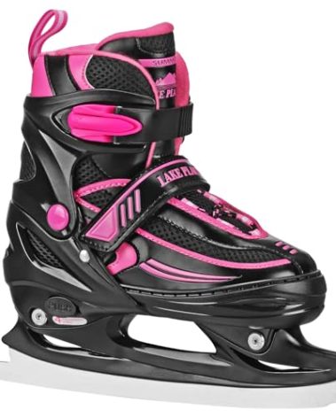 Lake Placid Summit Girl's Adjustable Ice Skate Black/Pink Small (10J – 13)