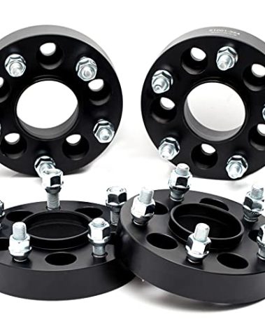 VLAOSCHI Black Forged 5x4.5 to 5x5 Hubcentric Wheel Adapters 1.25 Inch with 1/2" Studs Compatible with Jeep 5 Lug 5x114.3 to 5x127 for Wrangler Cherokee Liberty Comanche XJ KJ KK YJ TJ ZJ MJ-Pack of 4