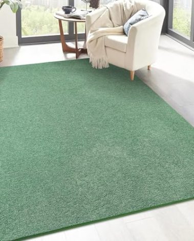 Keeko Soft Rugs for Bedroom, 3x5 Living Room Area Rug Washable Memory Foam Small Entryway Throw Rugs Low Pile Minimalist Non Slip Bedside Rug Carpet for Kids Nursery Dorm Room Decor Green