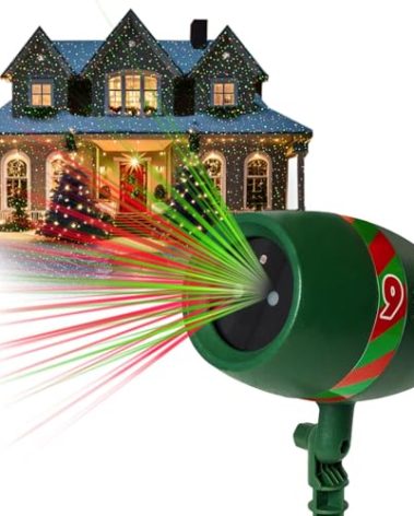 Star Shower Ultra 9 AS-SEEN-ON-TV with 9 Enhanced Modes for Spectacular Outdoor Holiday Laser Lighting with Thousands of Lights Covering 3200 Square feet, Green, 8.5 in