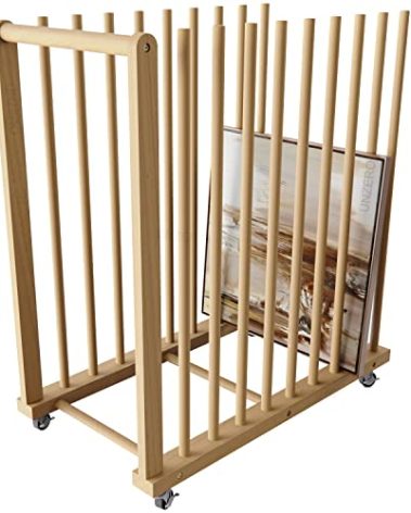 UNZERO Art Storage Rack, Art Canvas Storage, Canvas Boards Rack Art Storage with Handle & Caster Wheels for Drawing Board, Panel, Paper Pad for Art Studios, Artworks, Gallery