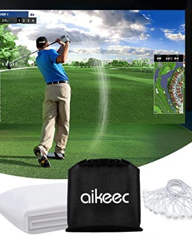 aikeec Golf Simulator Impact Screen Display Projector Screen for Golf Training, Indoor Ultra Clear Golf Impact Screen, with 14pcs Grommet Holes, 16pcs Ball Bungee Cords, in 5 Sizes