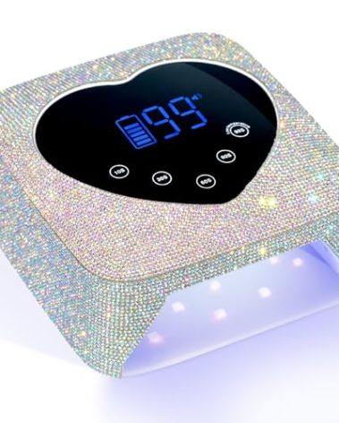 CHRISTINE SHELLY UV LED Nail Lamp 72W Rechargeable Sparkly Wireless Nail Dryer Gel Polish Light with 5 Timer Setting Professional Quick Dry Curing Lamp with Display Auto Sensor for Salon & Home