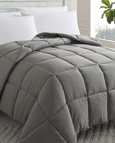 Cosybay Down Alternative Comforter (Dark Grey, Queen)- All Season Soft Quilted Queen Size Bed Comforter - Duvet Insert with Corner Tabs - Winter Summer Warm Fluffy, 88x92inches