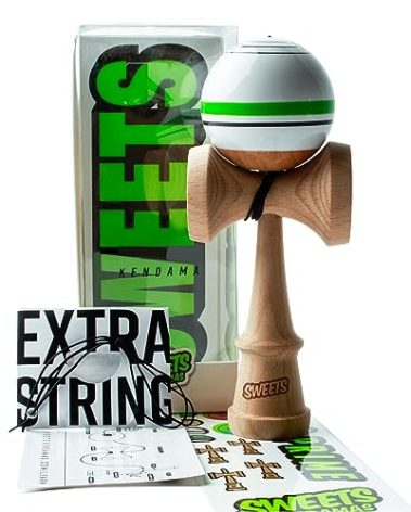 Sweets Kendamas Boost Sport Stripe Kendama - Sticky Paint, Improves Hand Eye Coordination, Reflexes, Stripe Design, Bonus String Accessory Gift Bundle (Home Team)
