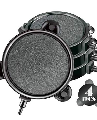 4 Pieces 4 Inch Air Stone Disc Bubbler Diffuser with 12 Pieces Suction Cups for Aquarium Hydroponics Fish Tank Air Pump Round Aquarium Air Stone Kit