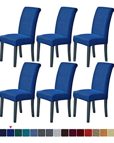 Howhic Stretch Chair Covers for Dining Room Set of 6, Removable Washable Dining Room Chair Covers, Dining Chair Slipcovers Seat Protector, Great for Home Decor and Banquet (Classic Blue, 6 Pack)