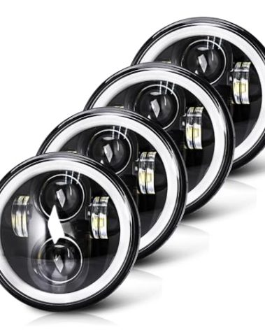 4pcs 5 3/4" 5.75 LED Headlights with High Low Beam Amber turn signal White DRL, 5 3/4 led headlight Halo Ring