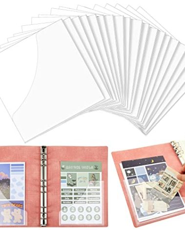 Saintrygo 20 Pcs Adhesive Clear Corner Pockets 6 x 6 Inch Clear Peel and Stick Corner Pockets Adds Extra Storage Space to Folders, Notebooks, Journals, Planner Accessories Back to School Supplies