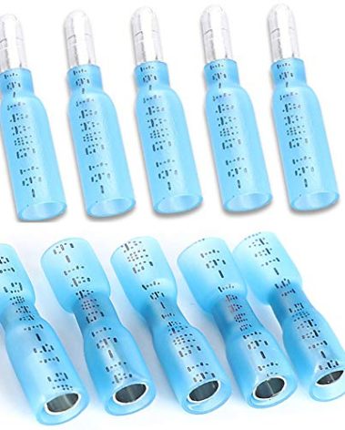 Teansic Heat Shrink Bullet Connectors, 100 Pcs Female Male Electrical Butt Terminals, Insulated Waterproof Marine Connectors for Watercraft, Electronics, Automotive AWG 16-14