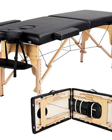 Yaheetech Massage Table Portable Lash Beds Spa Bed Massage Couch Foldable Spa Tables Adjustable 2 Fold with Non-Woven Bag 24 inch, Black