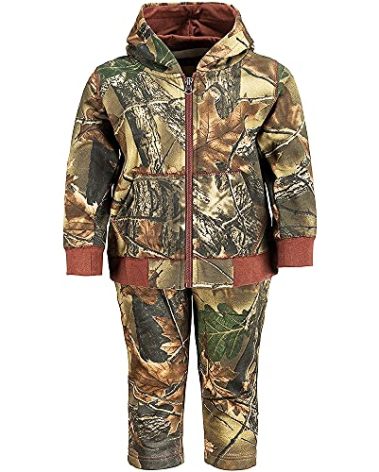 TrailCrest by Treel Infant-Toddler Cotton Full Zip Hoodie Sweatshirt Jacket & Pants Set Tracksuit, 2T, Camo