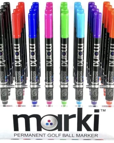 Marki Permanent Golf Ball Marker - Designed Specifically for Golfers, 8 Bold Colours Available (Black)