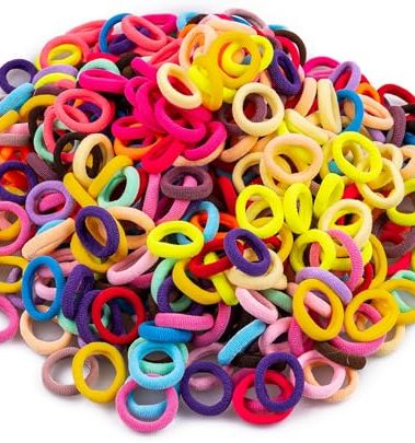 TVINLIK 350 PCS Multicolor Cotton Hair Ties – Small Baby Hair Elastics for Kids and Girls, No Crease Finger Ponytail Holders (20 Colors)