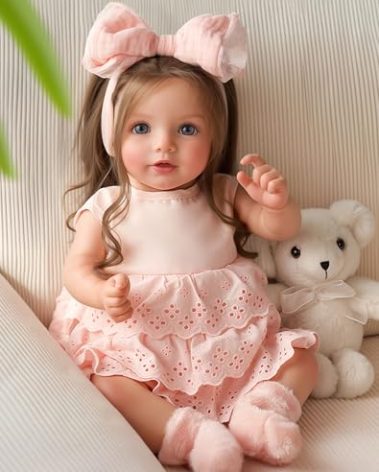 BABESIDE Lifelike Reborn Baby Dolls Dara - 20 Inch Realistic-Newborn Baby Doll Brown Hair Girl Handmade Real Life Toddler Dolls with Clothes and Toy Accessories Gift for Kids Age 3+
