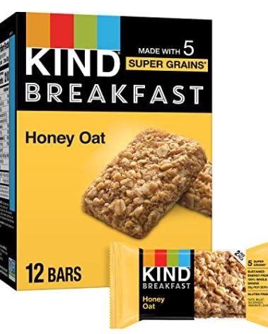 KIND Breakfast Bars, Honey Oat, Healthy Snacks, Gluten Free, 100% Whole Grains, 3g Protein, 6 Count