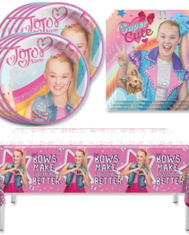 41pcs Jojo Siwas Party Supplies include 20 plates, 20 napkins 1 Tablecloth for the Jojo birthday party decoration