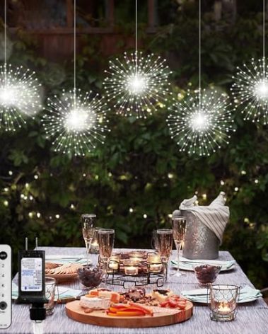 DoonDar 5 Pack 1000 LED Plug in Firework Lights Starburst Lights for Christmas Garden/Patio/Wedding/Party/Bedroom Outdoor or Indoor Decor，Waterproof Twinkle Light with 8 Modes(Cool White)