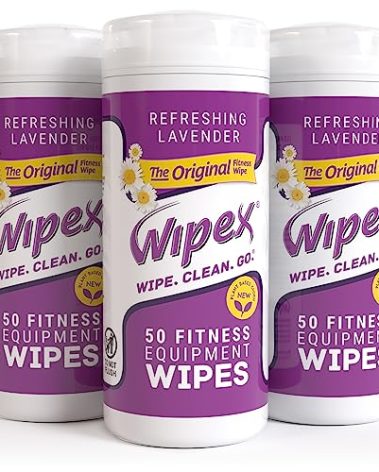 Wipex The Original Natural Fitness Equipment Wipes for Personal Use, Lavender and Vinegar, 3 Canisters of 186 Wipes