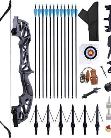 Furqery 52" Bow and Arrow Set for Adults, Archery Recurve Bows Beginner Right & Left Handed, Takedown Recurve Bow with 12 Carbon Fiber Arrows for Hunting & Target Practice Outdoor, 40lb