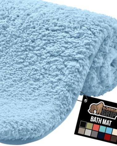GORILLA GRIP Bathroom Rugs, 36x24, Ultra Soft Absorbent Mat, Thick Plush Bath Rug, Machine Washable, Microfiber Quick Dry, Mats for Shower, Bathtub and Floor, Home Decor Accessories, Sky Blue