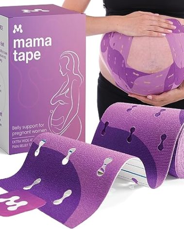 MAMATAPE Pregnancy belly support | pelvic and back Pain Relief | Extra Wide 4" x 16.4' Roll of Kinesiology Tape for Pregnant Skin | Maternity Belly Support | pregnancy must haves | Gift for women
