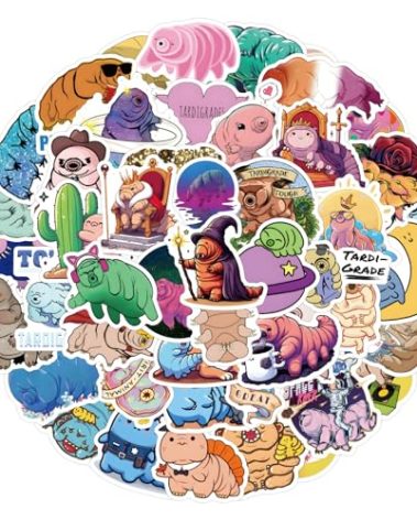 60Pcs Funny Tardigrade Stickers, Tardigrades Decal Vintage Aesthetic Sticker,Vinyl Waterproof Animal Stickers,for Water Bottle Laptop Phone Journal,Gifts for Kid Girl Women (Tardigrade)