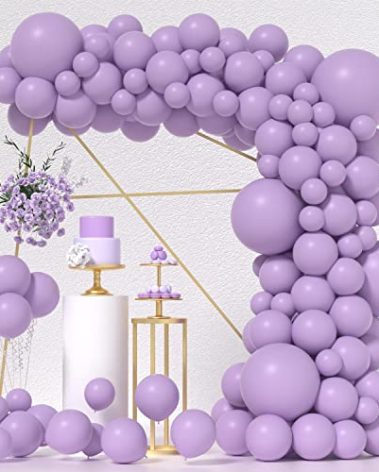 ZFUNBO Pastel Purple Balloons Garland Arch Kit 95 pcs 18/12/10/5 Inch Light Purple Balloons Different Sizes Purple Latex Balloon for Baby Shower Gender Reveal Wedding Birthday Purple Party Decorations