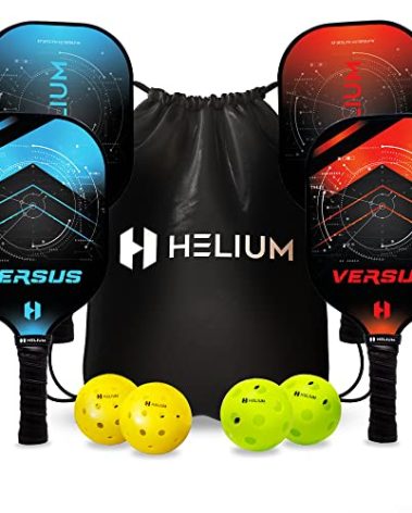 Helium Pickleball Paddles Set of 4 - USAPA Certified - Graphite Fiberglass Surface, Lightweight Honeycomb Core