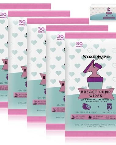 Breast Pump Wipes, 5 Packs Natural Pump Parts Cleaning On The Go, Resealable Manual Pacifier Wipe Quick Clean Breastfeeding Supplies