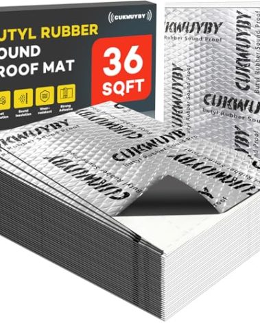 Sound Deading Material for Cars, 80mil (2mm) 36 sqft (3.4 sqm) Car Sound Deadening Mat, Butyl Automotive Sound Deadener, Noise Insulation and Vibration Dampening Material (33 pcs)
