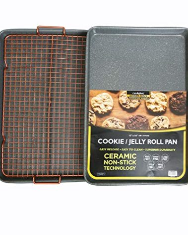 CasaWare 3pc Ultimate Commercial Weight 15 x 10 x 1-inch Cookie Sheet/Cooling Grid Set (Silver Granite)